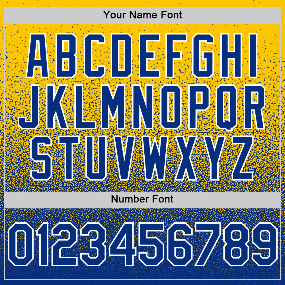 Custom Yellow Royal-White Fade Fashion Speckle Authentic Baseball Jersey