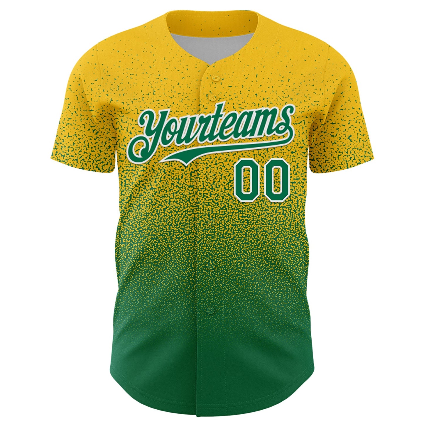 Custom Yellow Kelly Green-White Fade Fashion Speckle Authentic Baseball Jersey