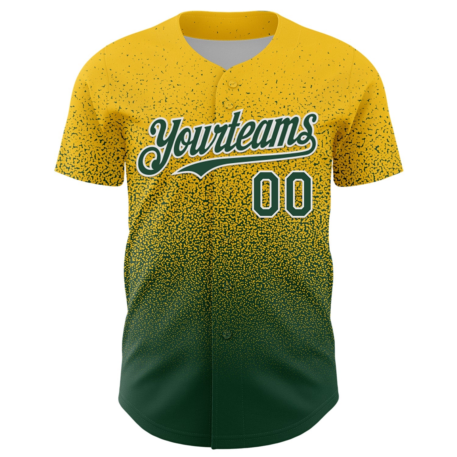 Custom Yellow Green-White Fade Fashion Speckle Authentic Baseball Jersey