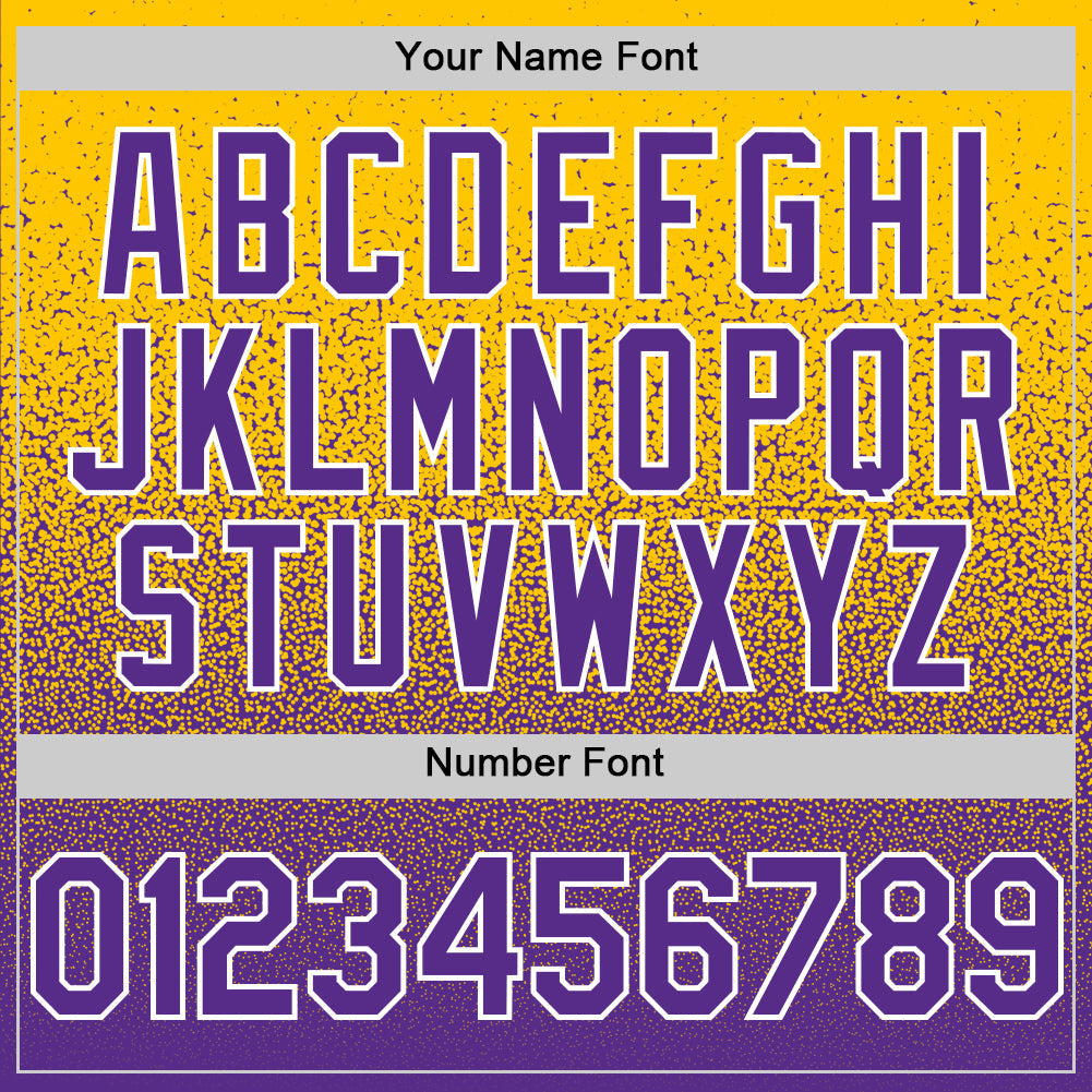 Custom Yellow Purple-White Fade Fashion Speckle Authentic Baseball Jersey