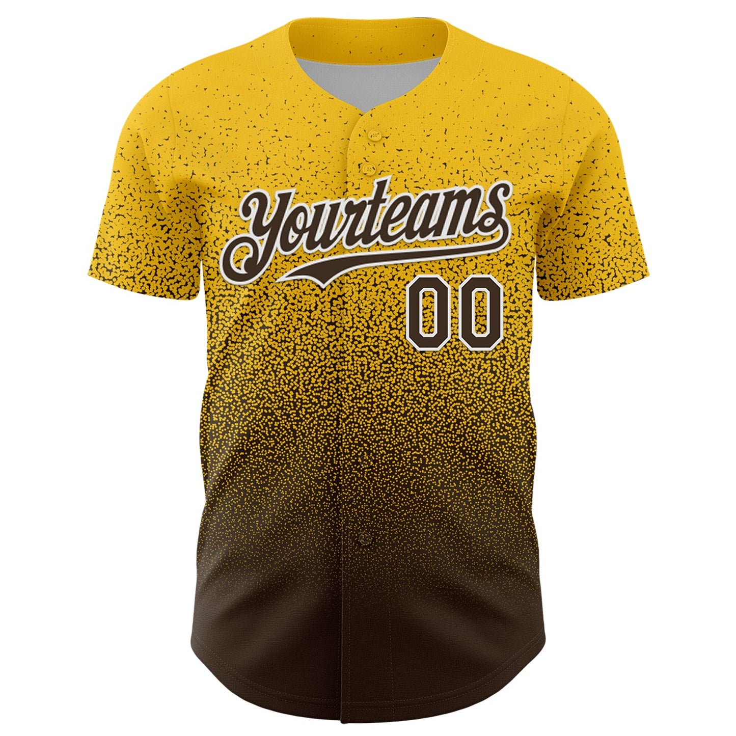 Custom Yellow Brown-White Fade Fashion Speckle Authentic Baseball Jersey