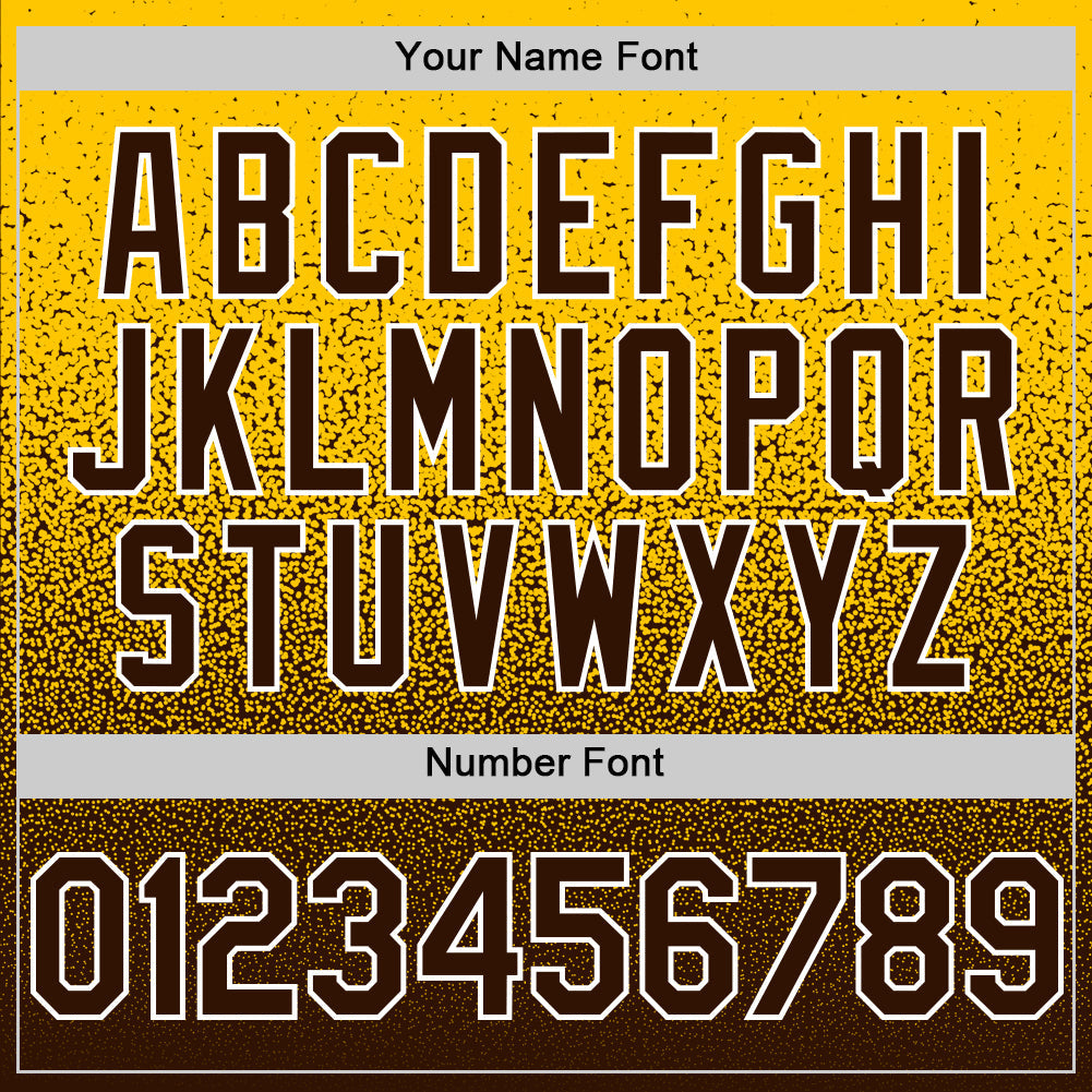 Custom Yellow Brown-White Fade Fashion Speckle Authentic Baseball Jersey