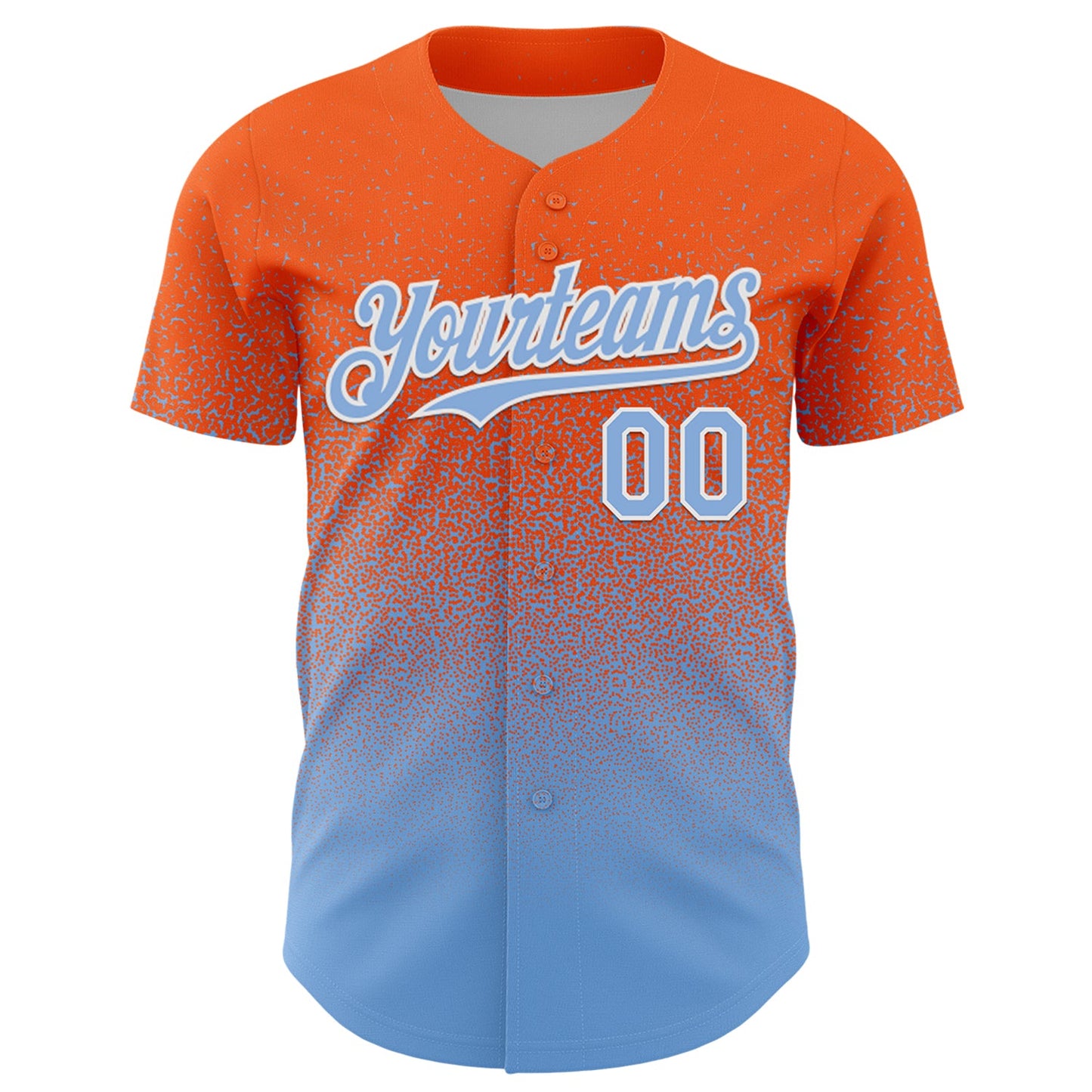 Custom Orange Light Blue-White Fade Fashion Speckle Authentic Baseball Jersey