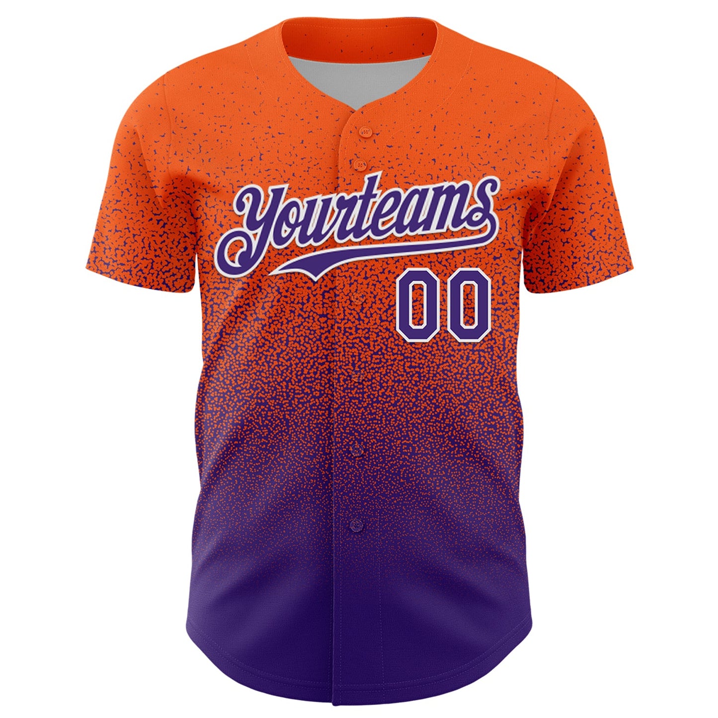 Custom Orange Purple-White Fade Fashion Speckle Authentic Baseball Jersey