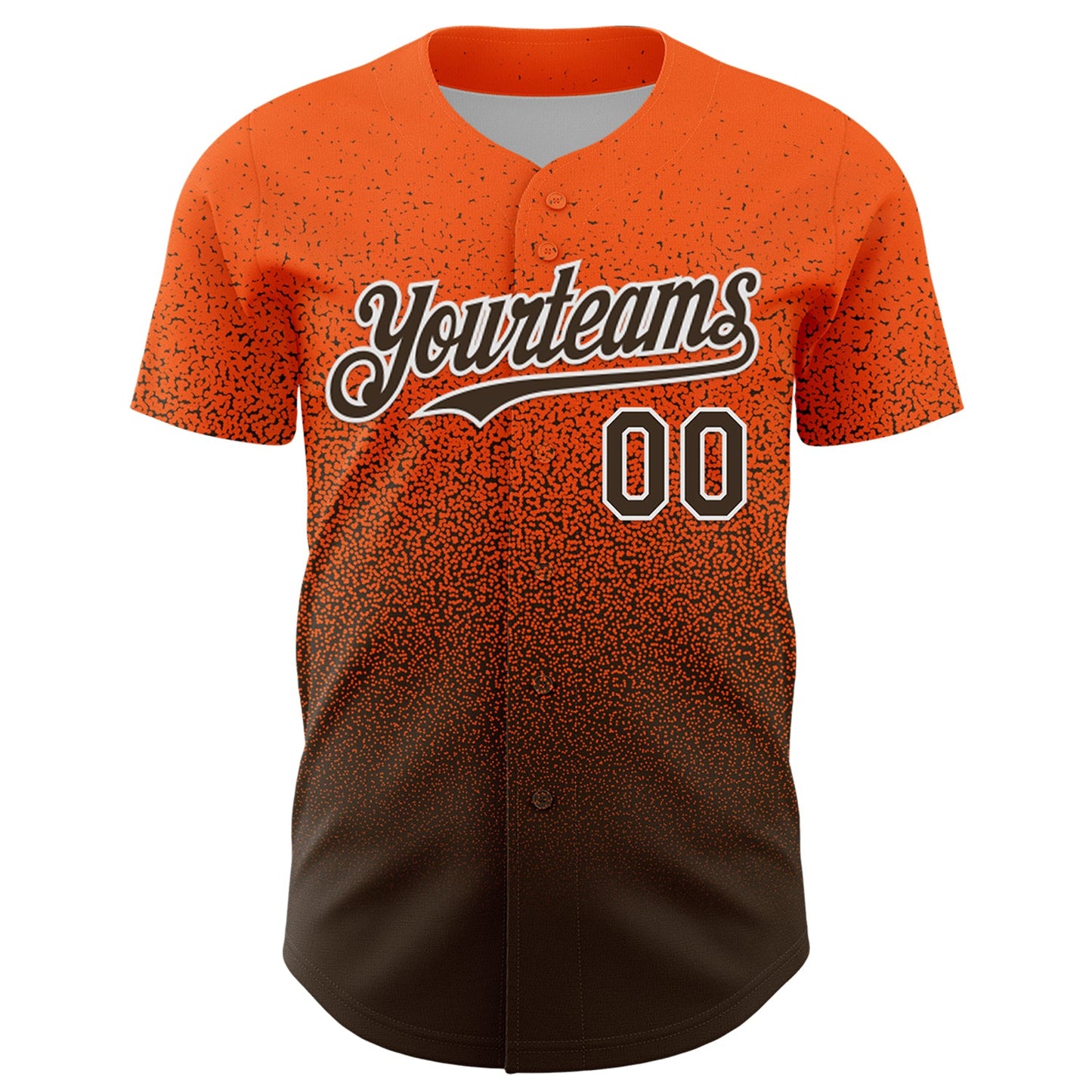 Custom Orange Brown-White Fade Fashion Speckle Authentic Baseball Jersey