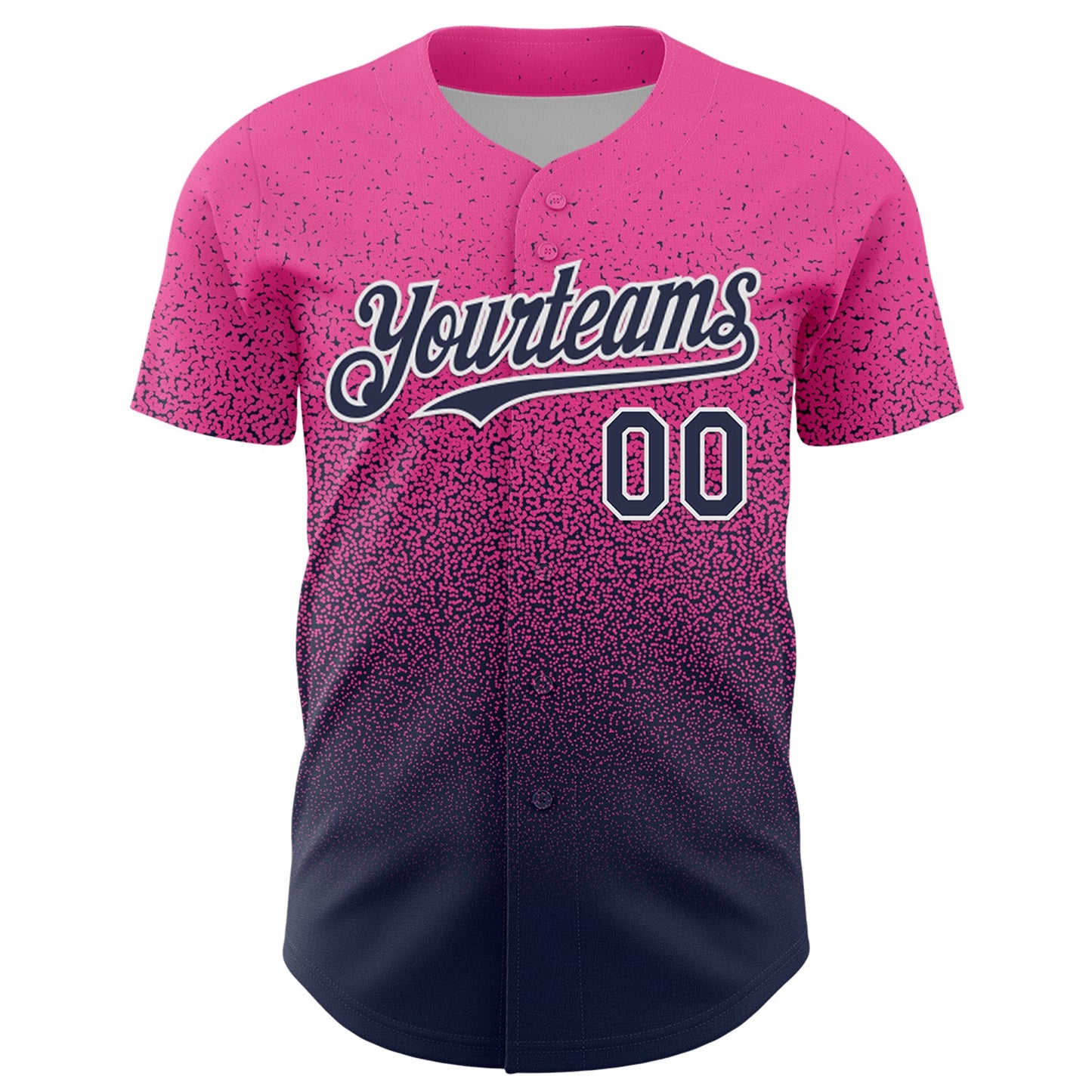Custom Pink Navy-White Fade Fashion Speckle Authentic Baseball Jersey