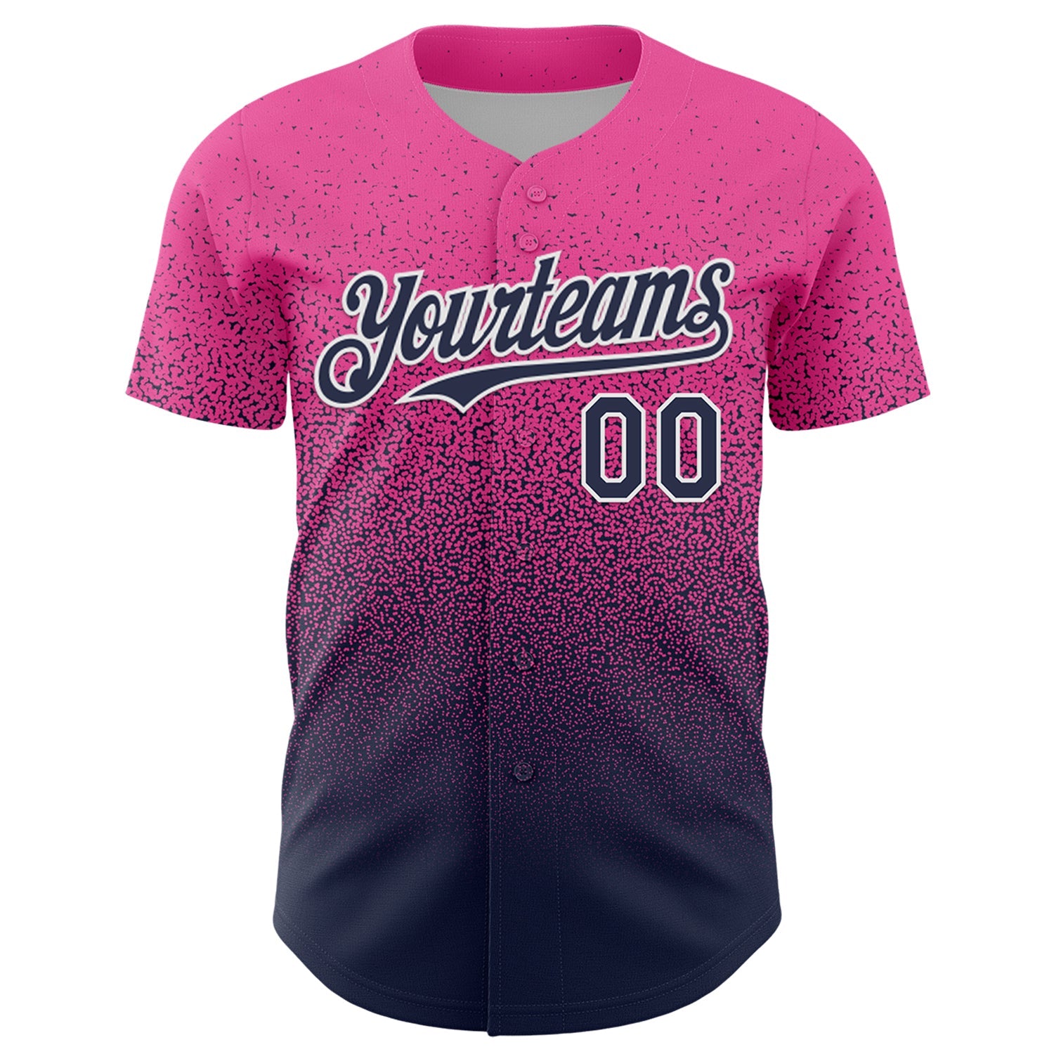 Custom Pink Navy-White Fade Fashion Speckle Authentic Baseball Jersey