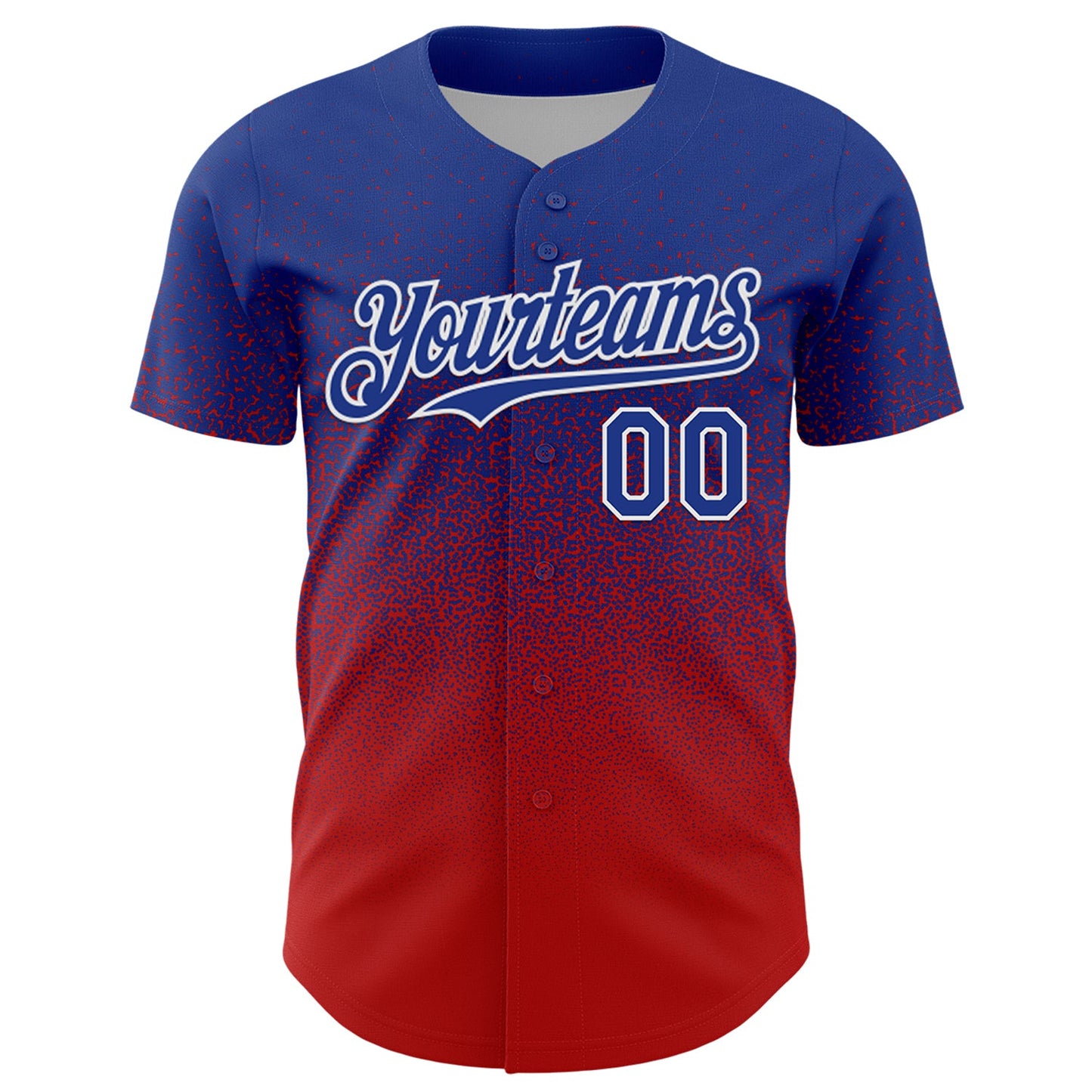 Custom Royal White-Red Fade Fashion Speckle Authentic Baseball Jersey