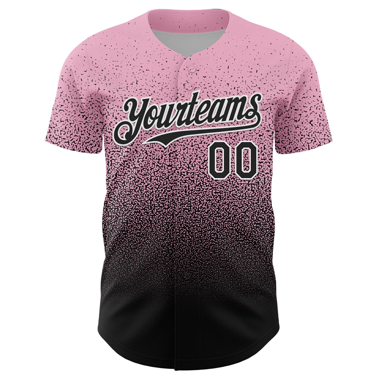 Custom Light Pink Black-White Fade Fashion Speckle Authentic Baseball Jersey
