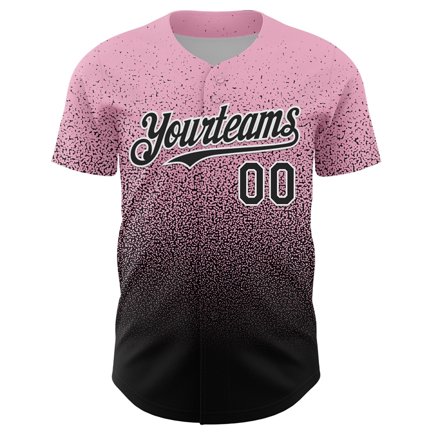 Custom Light Pink Black-White Fade Fashion Speckle Authentic Baseball Jersey
