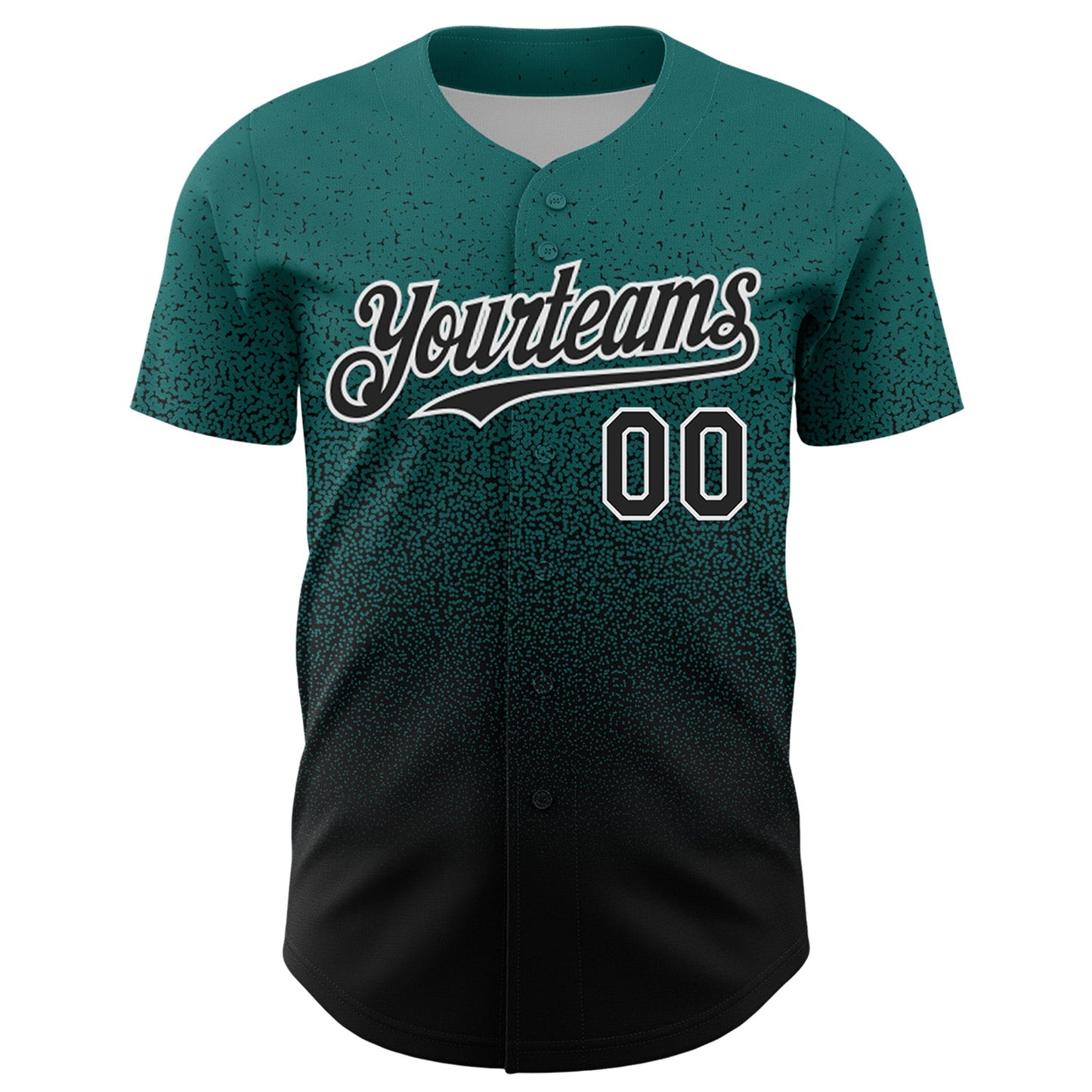 Custom Teal Black-White Fade Fashion Speckle Authentic Baseball Jersey