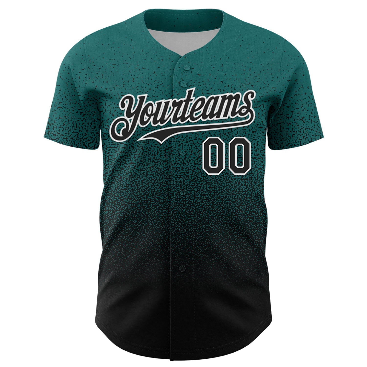 Custom Teal Black-White Fade Fashion Speckle Authentic Baseball Jersey