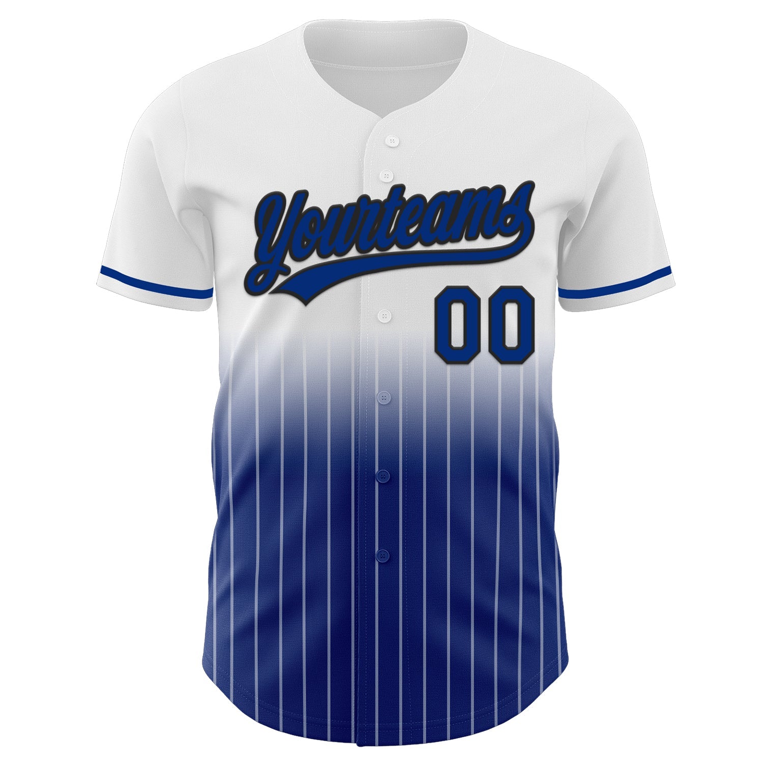 Custom White Pinstripe Royal-Black Authentic Fade Fashion Baseball Jersey