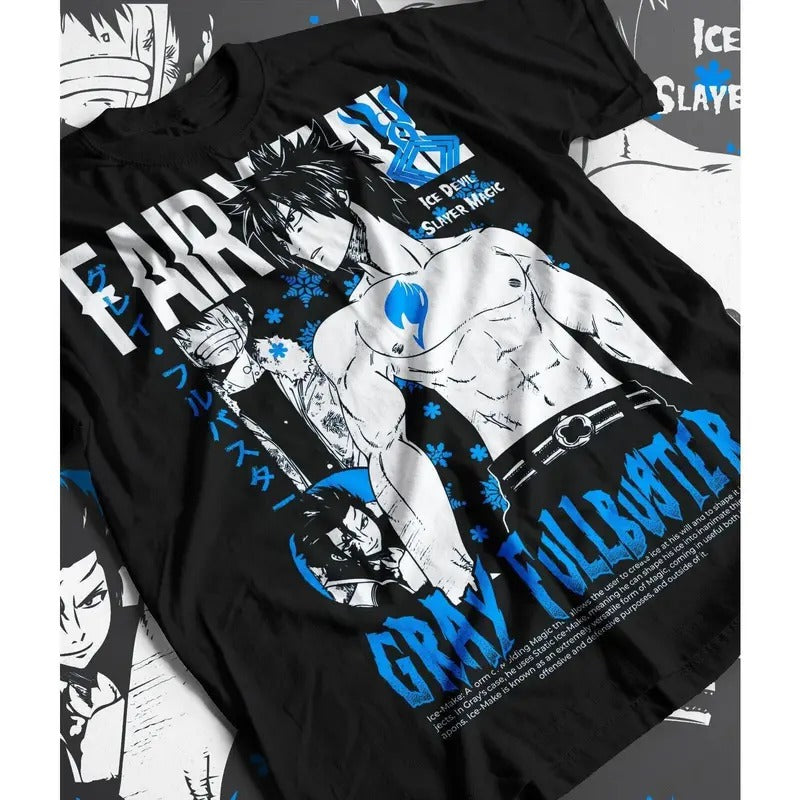 Fairy Tail Gray Fullbuster Natsu Dragneel Anime Unisex T-shirt Tee All Sizes, Anime tee Menswear Top Hoodie, Sweatshirt