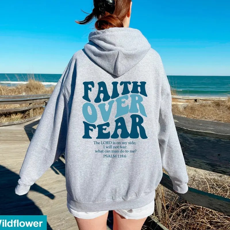 Faith Over Fear Christian Hoodie Bible Verse, Aesthetic Christian Sweatshirts, Jesus Hoodie, Church hoodie T-Shirts