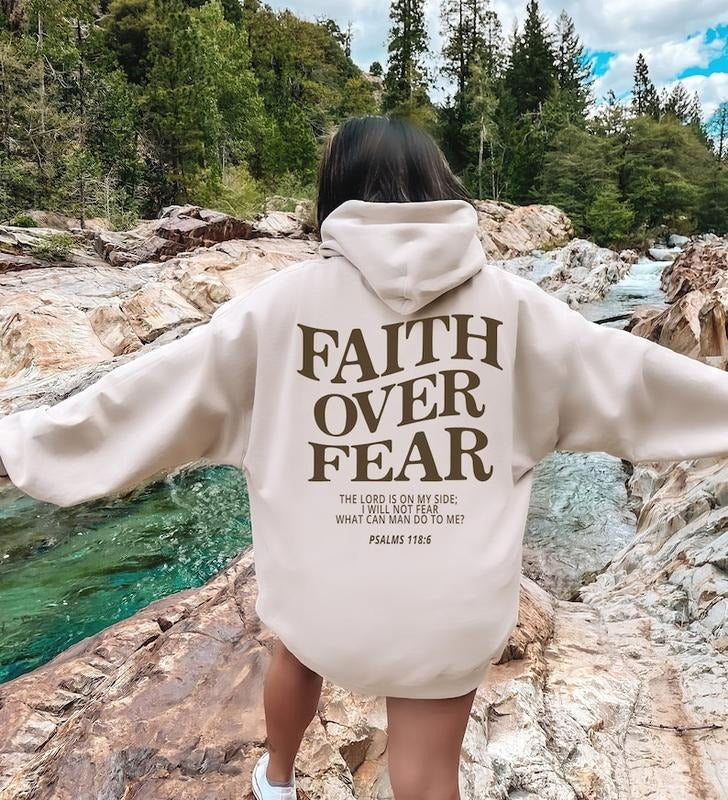 Faith Over Fear Christian Hoodie, Christian Sweatshirt, Jesus Hoodie Trendy Hoodie Bible Verse, Faith Over Fear Hoodie...