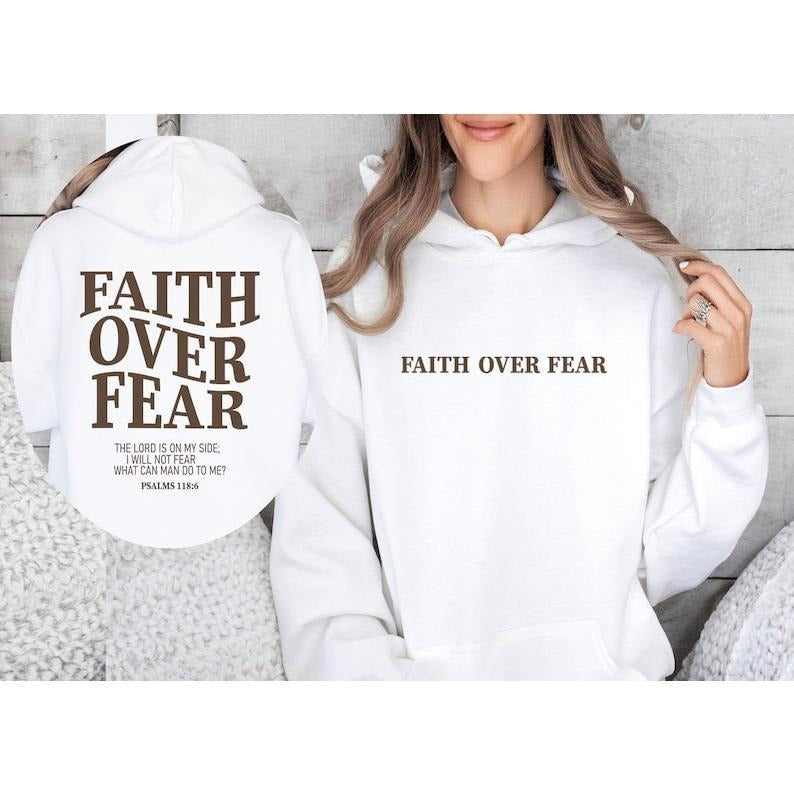 Faith Over Fear Christian Sweatshirt-Hoodie,Christian Sweatshirt,Jesus Hoodie, Bible Verse Sweatshirt,Church...