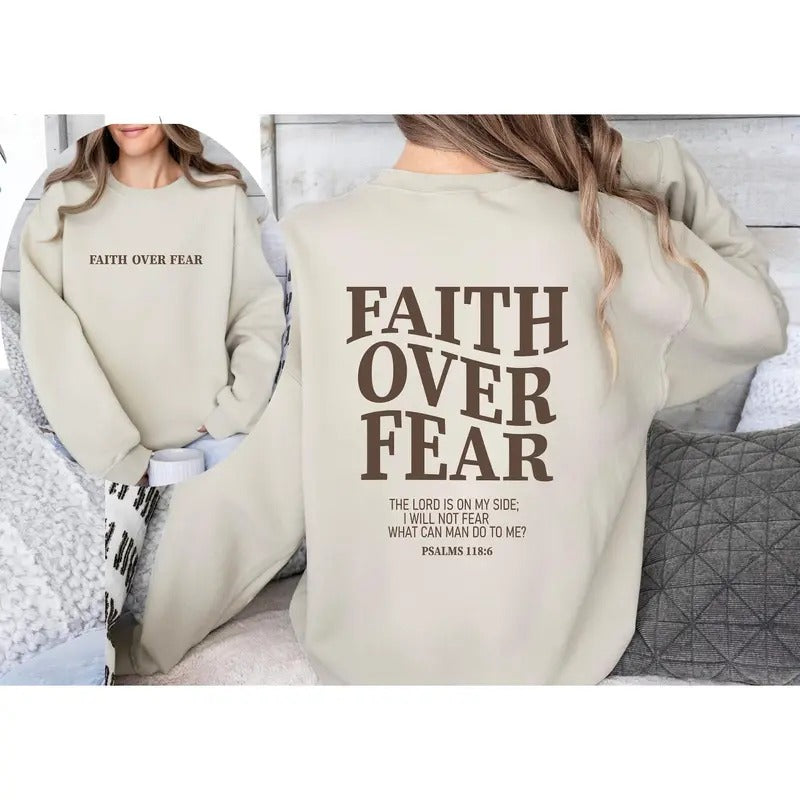 Faith Over Fear Christian Sweatshirt-Hoodie,Christian Sweatshirt,Jesus Hoodie, Bible Verse Sweatshirt,Church...