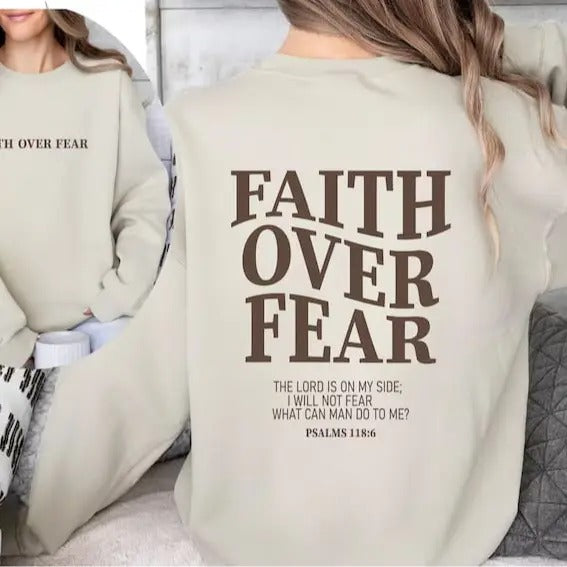 Faith Over Fear Christian Sweatshirt-Hoodie,Christian Sweatshirt,Jesus Hoodie, Bible Verse Sweatshirt,Church...