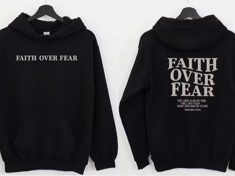 Faith Over Fear Christian Sweatshirt ,Christian Hoodie,Jesus Hoodie, Trendy Hoodie ,Bible Verse Sweater,Aesthetic Clothes...