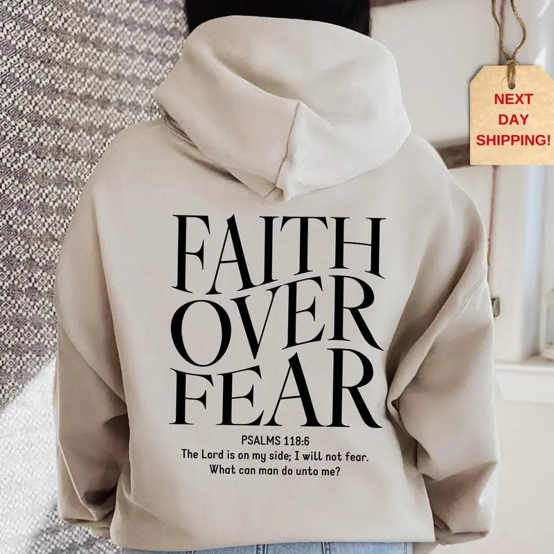 Faith Over Fear Hoodie Sweatshirt Christian Hoodie Jesus Hoodie Religious Hoodie Bible Verse Sweatshirt Trendy Hoodie...