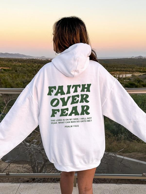 Faith Over Fear Hoodie, Christianity Religious Sweatshirt Gift, Trendy Aesthetics Christian Merch, Scriptural Bible Verse...