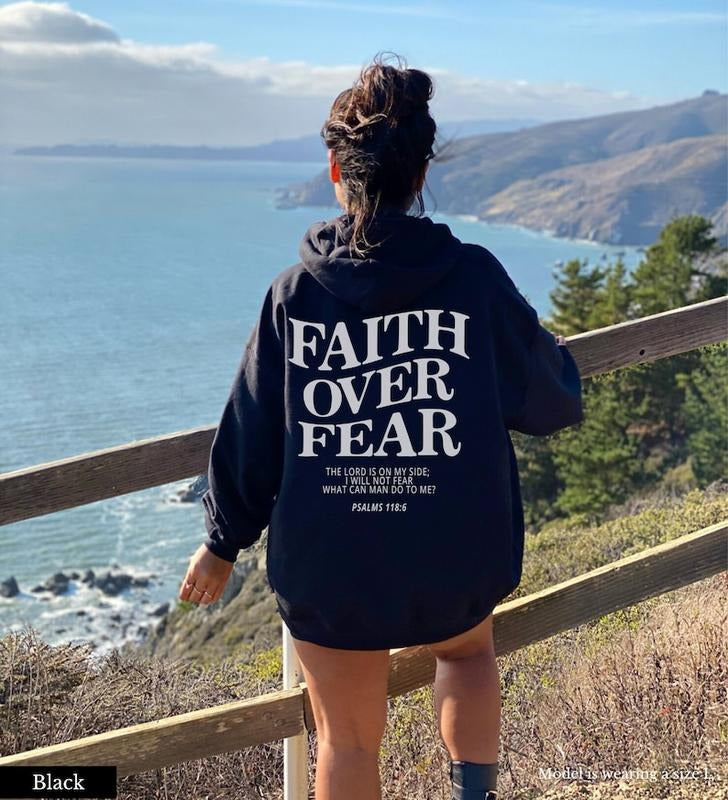 Faith Over Fear Jesus Hoodie Jesus Apparel Christian Hoodie Christian Sweatshirt Aesthetic Hoodie Aesthetic  T-shirt,...