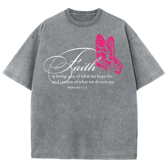 Faith Unisex Washed T-Shirt, Christian Tshirts, Christian Jesus  t shirts, Vintage 90s Graphic Tee Gift Cotton Top,...