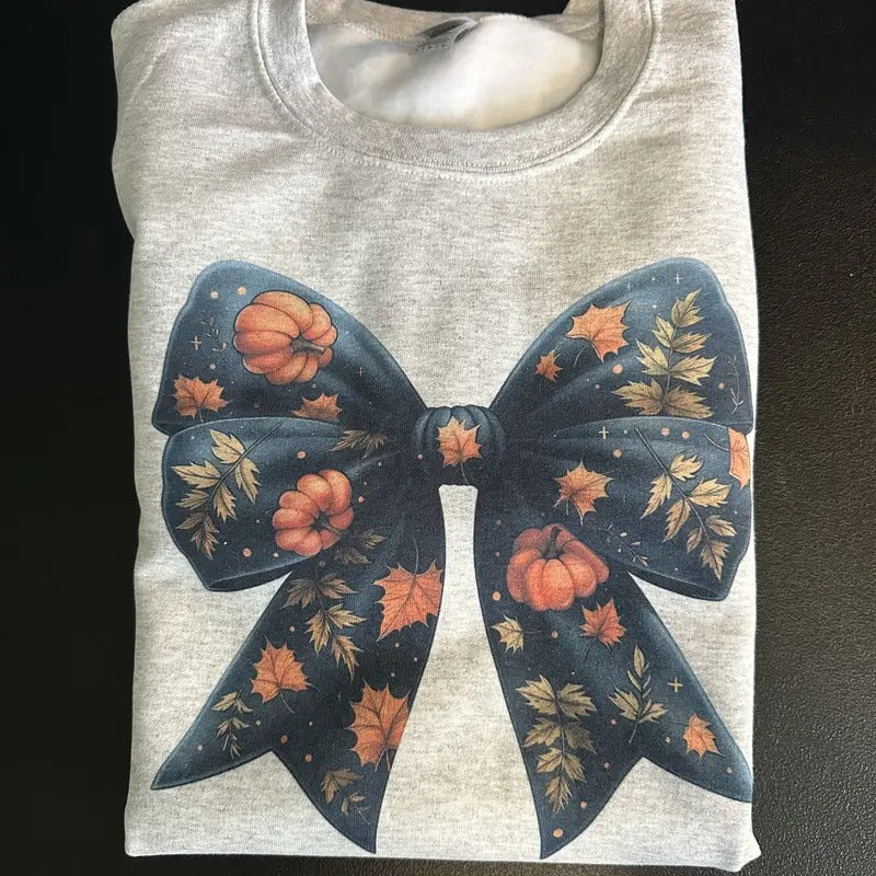 Fall Bow Coquette Women's Sweatshirt Pumpkin Bow T-Shirts, Hoodie | WearSparks.com