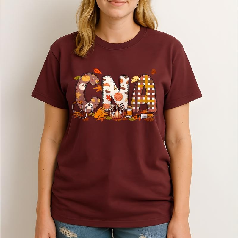 Fall CNA Shirt - Cute Autumn Pumpkin Leaves T-Shirt for Certified Nursing Assistants, Thanksgiving CNA Tee Hoodie, Sweatshirt