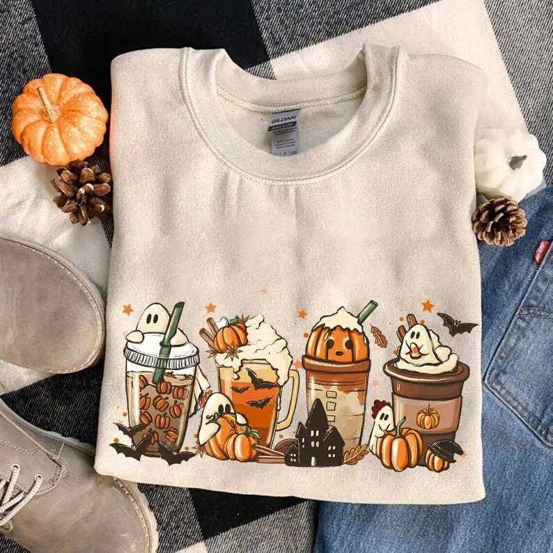 Fall Coffee Shirt, Fall Coffee Sweatshirt, Pumpkin Spice Shirt, Halloween Latte Shirt, Cute Fall Sweatshirt, Spooky...
