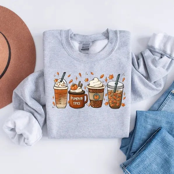Fall Coffee Sweatshirt for Women, Thanksgiving Sweater, Fall Crewneck Pumpkin Spice Sweatshirt, Pumpkin spice Shirt,...