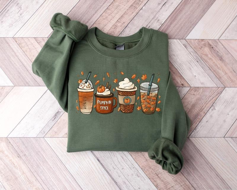 Fall Coffee Sweatshirt, Autumn Fall Thanksgiving Sweater, Fall Crewneck, Pumpkin Spice Sweatshirt, Pumpkin Season Shirt,...