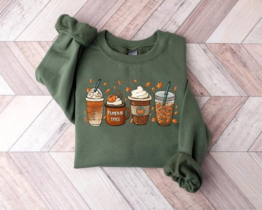 Fall Coffee Sweatshirt, Autumn Fall Thanksgiving Sweater, Fall Crewneck, Pumpkin Spice Sweatshirt, Pumpkin Season Shirt,...