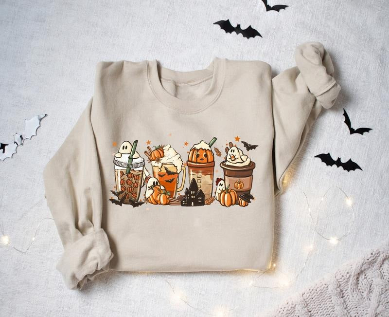 Fall Coffee Sweatshirt, Spooky Season Sweatshirt, Halloween Coffee Sweatshirt, Cute Fall Sweater, Pumpkin Season, Pumpkin...