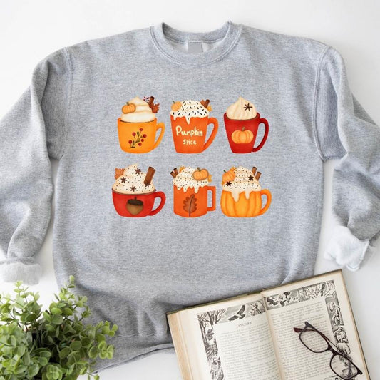 Fall Coffee Sweatshirt, Thanksgiving Gift Sweater, Pumpkin Latte Drink Cup Hoodie, Unisex Coffee Lover Long Sleeve,...