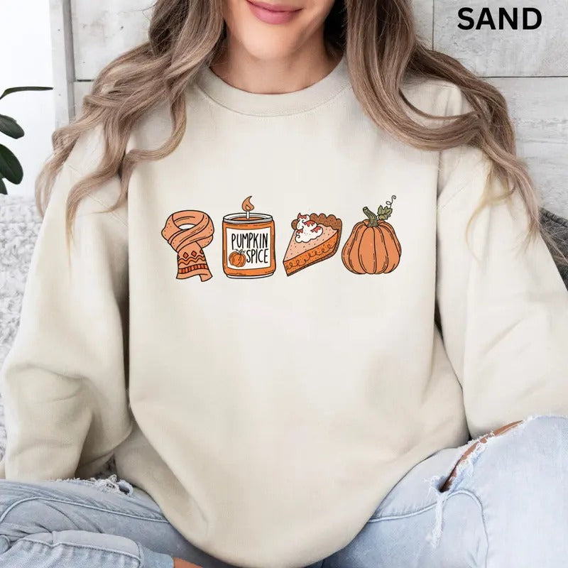 Fall Crewneck Sweatshirt, Fall Essentials Crewneck, Retro Sweatshirt Graphic Oversized Halloween Graphic Crewneck, Cotton...