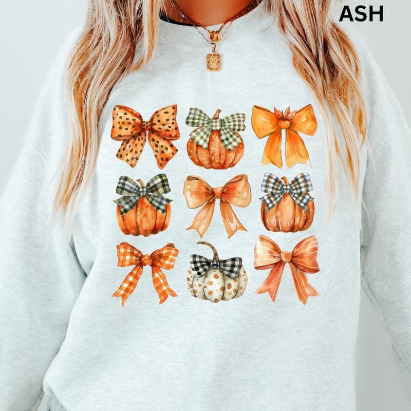 Fall Crewneck, Pumpkins and Bows Sweatshirt, Vintage Fall Sweatshirts, fall Crewnecks, fall sweaters, first day of school...