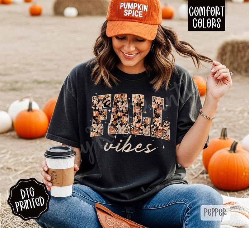 Fall Vibes Comfort Colors, Trendy Women's Autumn Tshirt Hoodie, Sweatshirt | WearSparks.com