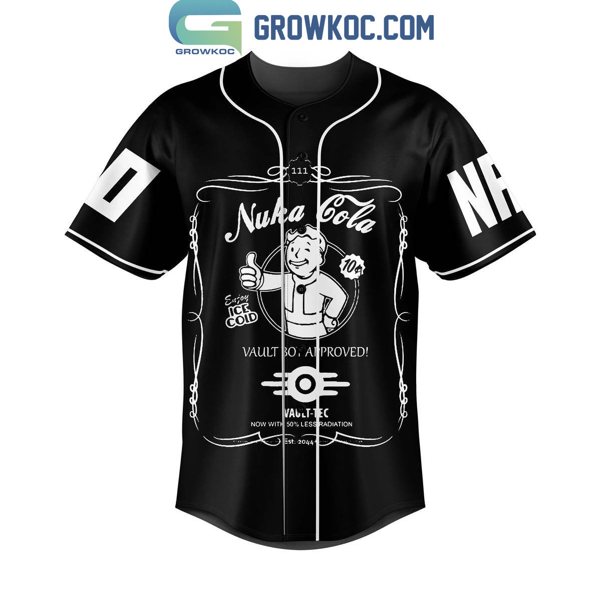 Fallout Nuka Cola Zap That Thirst Black Personalized Baseball Jersey