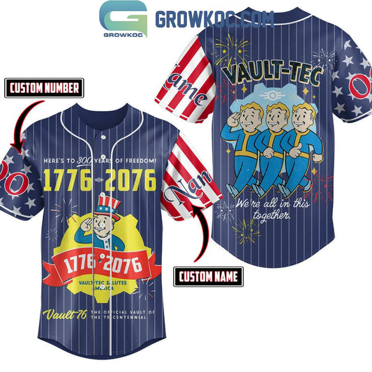 Fallout Vault-Tec 1776-2076 We’re All In This Together Personalized Baseball Jersey