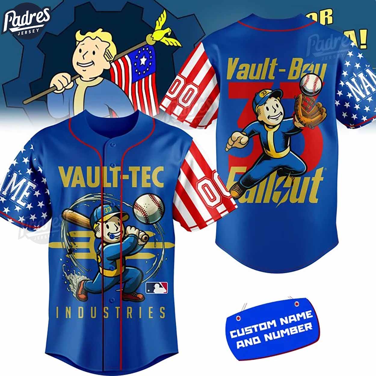 Fallout Vault-Tec MLB Custom Baseball Jersey Style - Padres Jersey Oasis: Elevate Your Baseball Style Game... (Image 3)