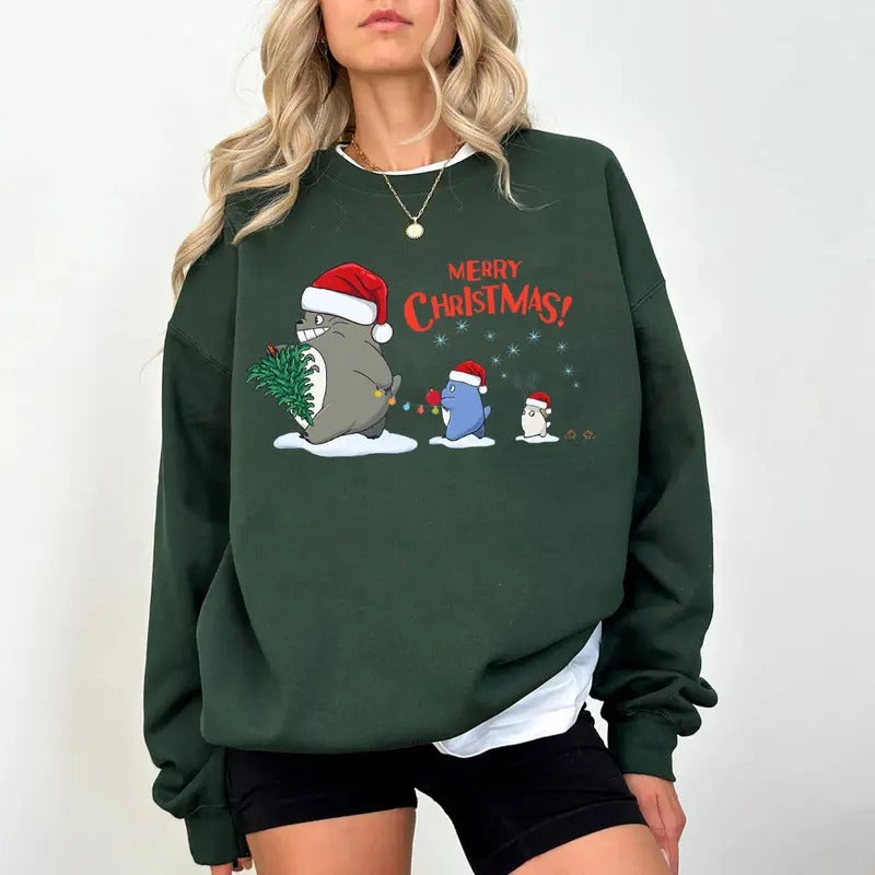 Family Christmas Totoro Sweatshirt My Neighbor Totoro Ghibli Shirt Totoro Shirt Ghibli Cartoon Tee Totoro Hoodie...