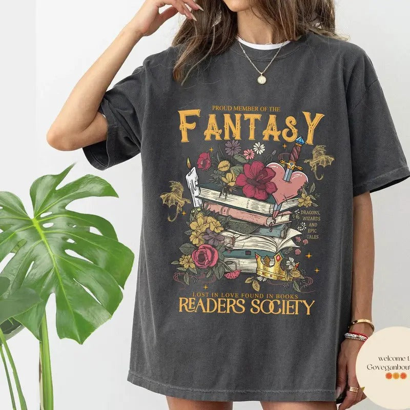 Fantasy Readers Society Shirt, Romance Shirt, Readers Vintage, Reading Shirt, Gift for Book Lovers, Bookish Gift Hoodie,...