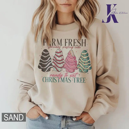 Farm Fresh Christmas Tree Cakes Shirt, Christmas Cake Sweatshirt, Christmas Tree Farm Shirt, Funny Christmas Sweatshirt,...
