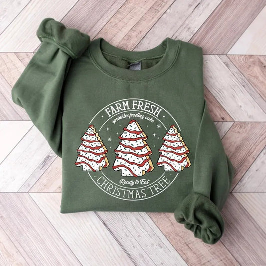 Farm Fresh Christmas Tree Cakes Sweatshirt Tshirt, Christmas Cake Shirt, Christmas Tree Farm Shirt, Funny Christmas...