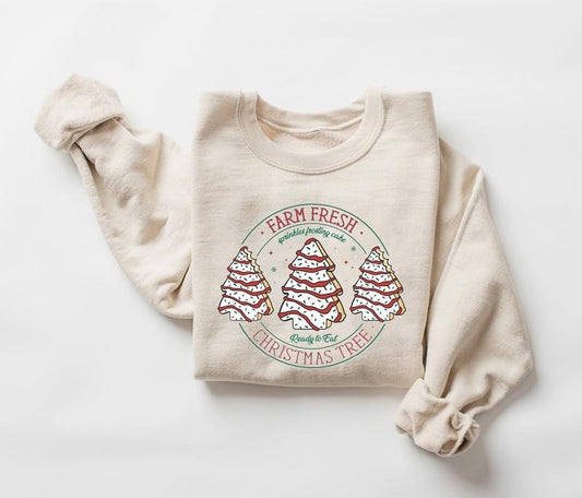 Farm Fresh Christmas Tree Cakes Sweatshirt, Christmas Cake Sweatshirt, Christmas Tree Shirt, Funny Christmas Sweatshirt...