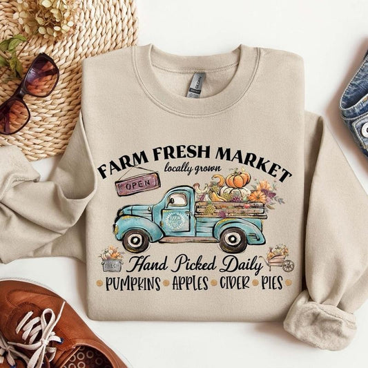 Farm Fresh Pumpkin Sweatshirt, Fall Crewneck Unisex T-Shirts, Hoodie | WearSparks.com
