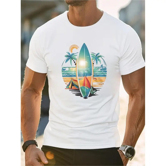 [Fast Arrival] Comfortable Fit Men's Surfboard Cotton T-Shirt for a Beautiful Summer Atmosphere Made in USA Hoodie,...
