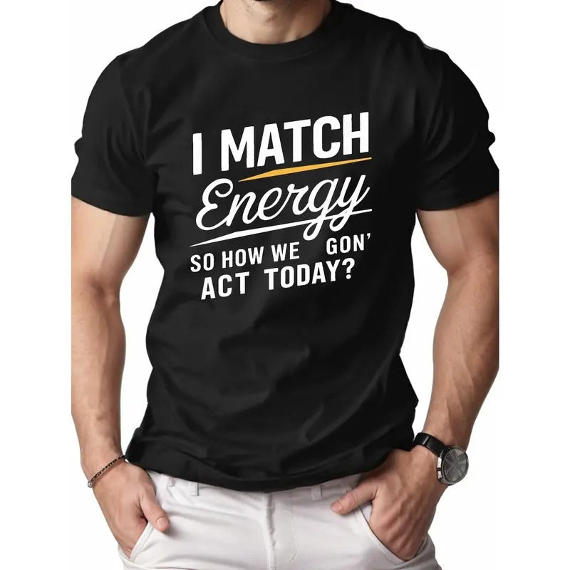 [Fast Arrival] Comfortable Pure Cotton I MATCH Energy Men's T-Shirt with Relaxed Fit Made in USA Hoodie, Sweatshirt